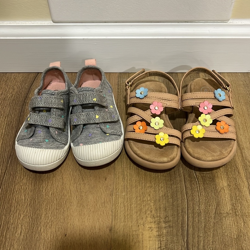Toddler girl size 6 Sandals and sneaker bundle